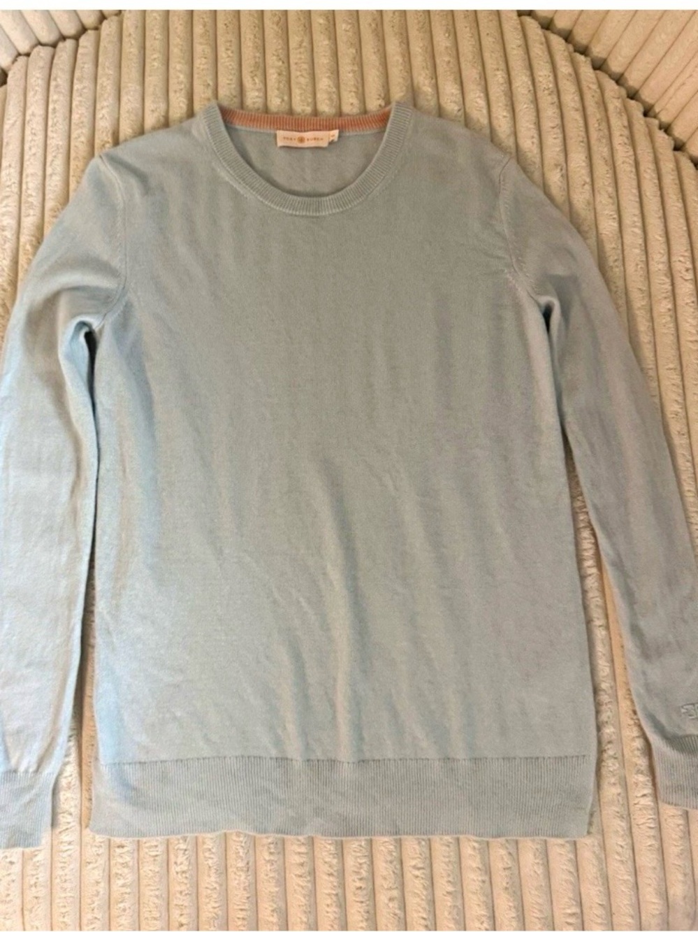Light Blue Women’s Tori Burch cashmere sweater Size Medium.